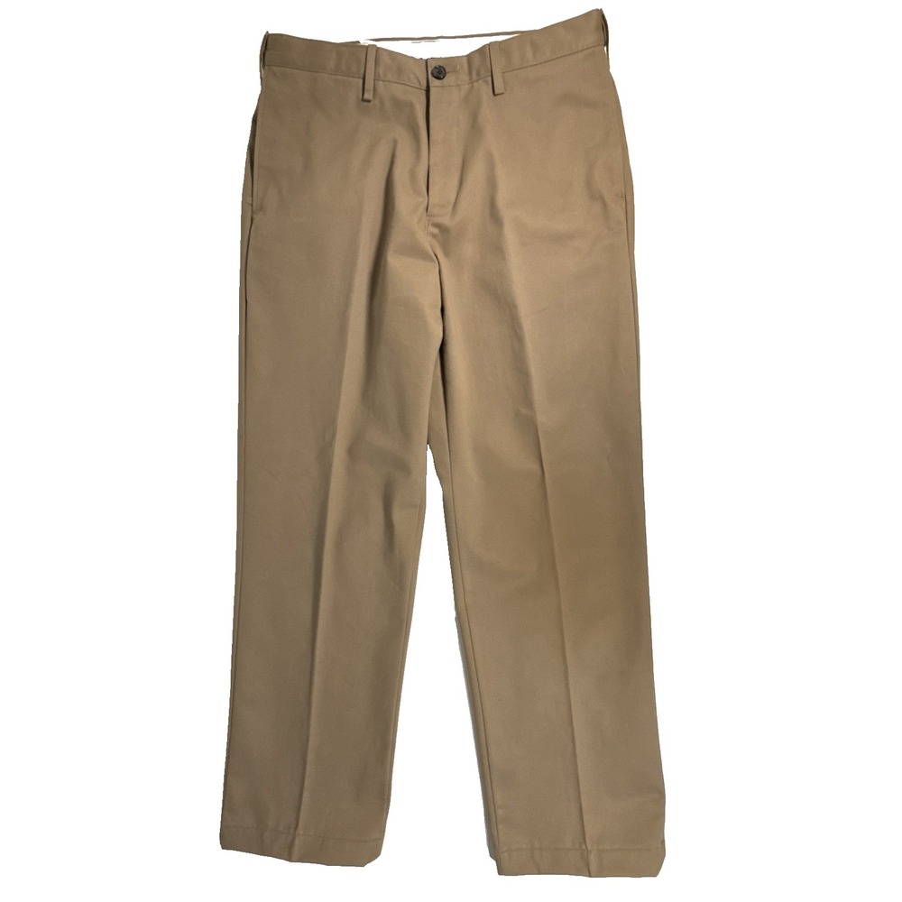 Land's End Traditional Fit Straight Leg Dress Pants Men's 36 Khaki Flat Front - Picture 2 of 12